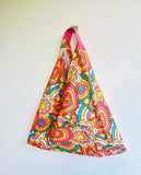 Origami bento bag , triangle colorful bag , Japanese inspired fabric bag , shoulder eco friendly bag | Grooving