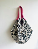 Origami sac bag , fabric shoulder Japanese inspired bag , reversible eco friendly bag | The golden leopard & snake
