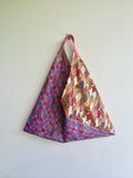Origami tote bento bag , shoulder fabric Japanese inspired bag , colorful Japanese bag , eco friendly triangle bag | Japan colours