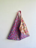 Origami tote bento bag , shoulder fabric Japanese inspired bag , colorful Japanese bag , eco friendly triangle bag | Japan colours