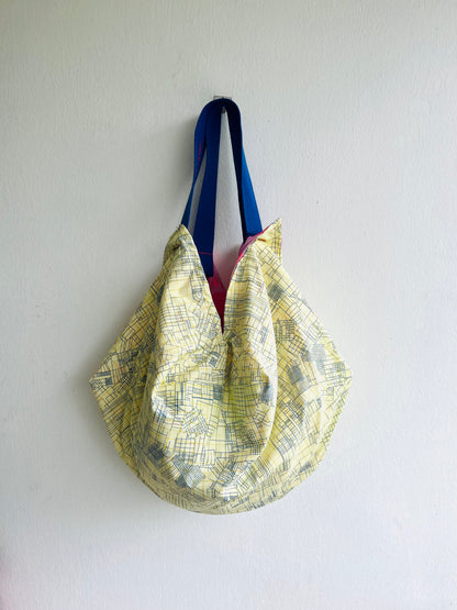 Mariko sac bag | The hippo & the butterfly swimming away from the yellow city landscape - Jiakuma