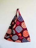 Origami bento bag , Japanese inspired triangle tote bag , shoulder original fabric  eco friendly bag ! The planets of Japan