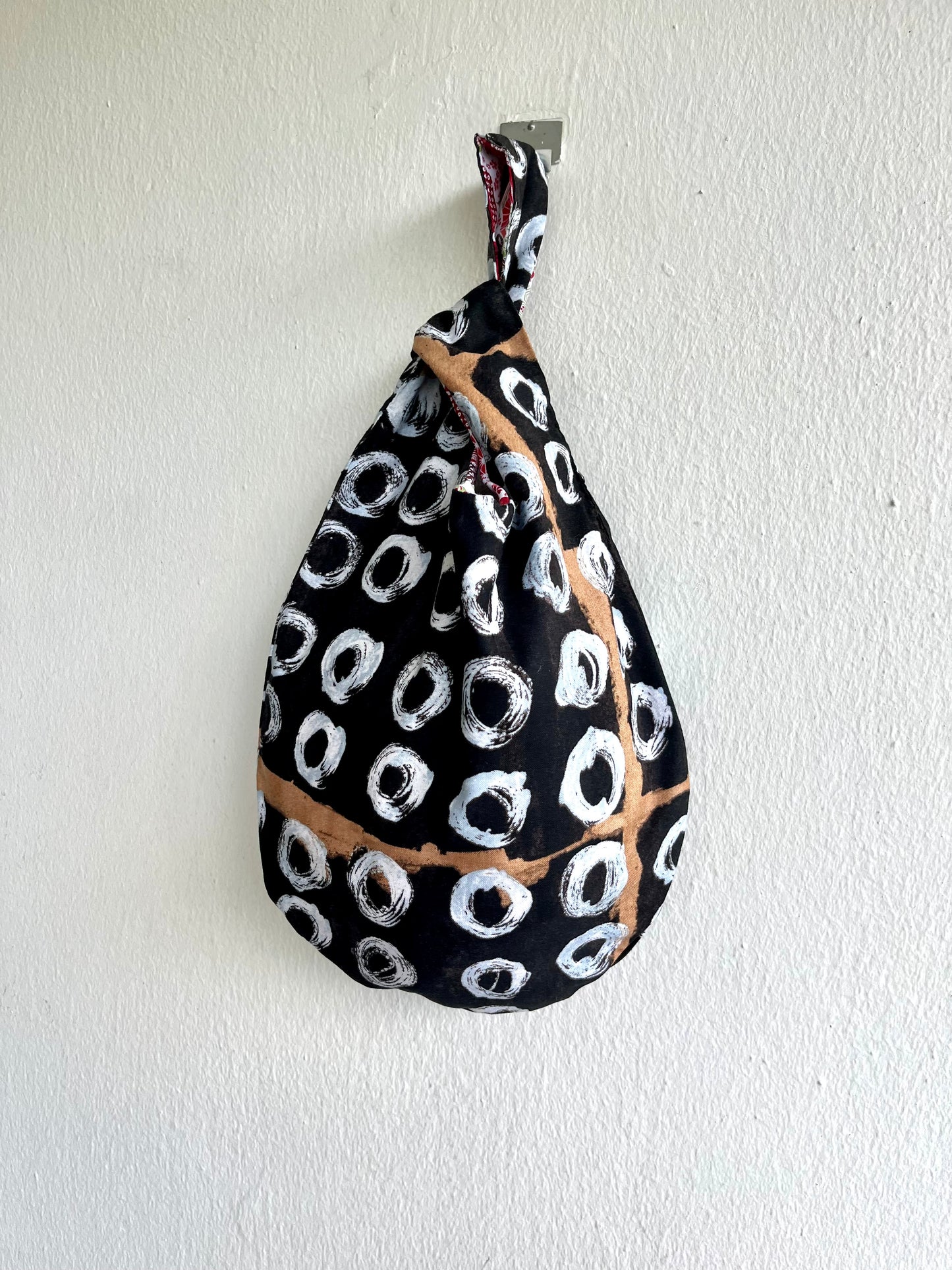 Origami small bag , reversible Japanese inspired bag , fabric knot bag , small wrist eco bag| Homage  to Agnes Martin