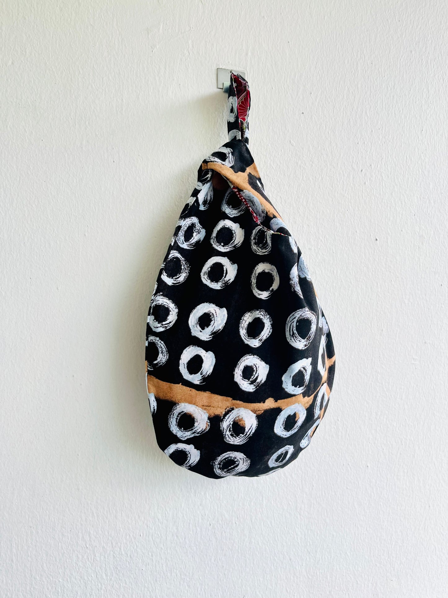 Origami small bag , reversible Japanese inspired bag , fabric knot bag , small wrist eco bag| Homage  to Agnes Martin