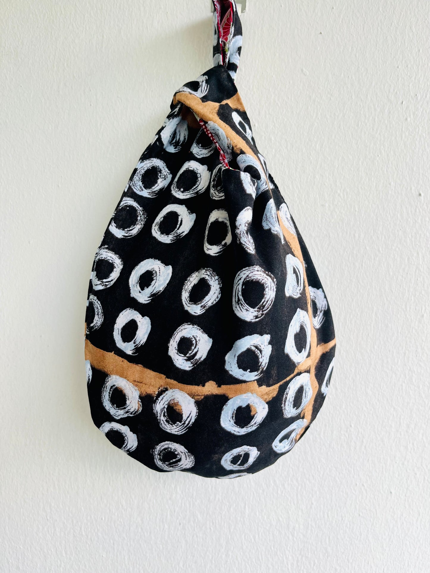 Origami small bag , reversible Japanese inspired bag , fabric knot bag , small wrist eco bag| Homage  to Agnes Martin