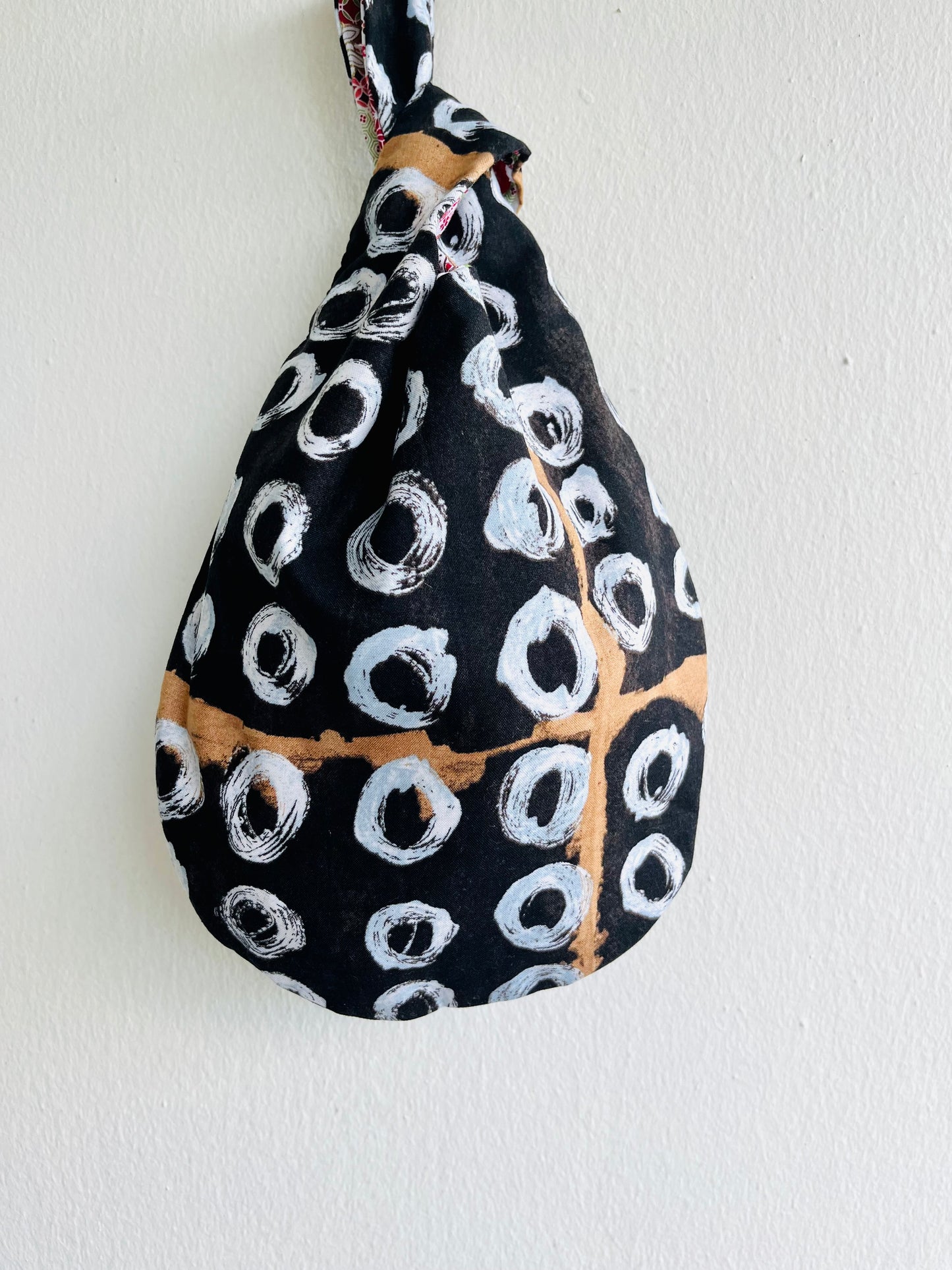 Origami small bag , reversible Japanese inspired bag , fabric knot bag , small wrist eco bag| Homage  to Agnes Martin