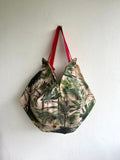 Origami sac bag , jute eco friendly bag , shoulder reversible shopping bag , Japanese inspired origami bag | Colorful  Polka dots
