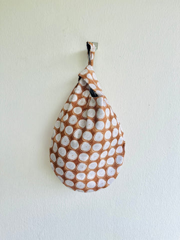 Origami knot bag , reversible fabric bag , wrist Japanese inspired bag ,small origami bag | Spot