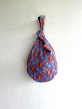 Origami reversible small bag , knot origami bag , colorful fabric Japanese wrist bag | langosta