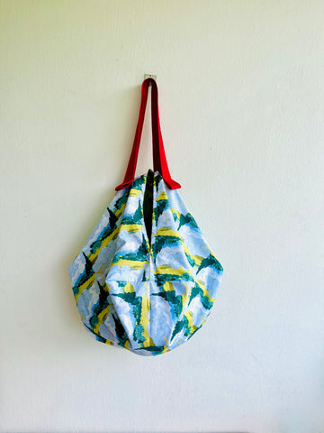 Origami sac bag , reversible fabric Japanese inspired bag , cool colorful bag | Vincent