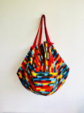 Origami sac bag , colorful fun fabric bag , reversible Japanese inspired bag , shopping shoulder bag | Husky