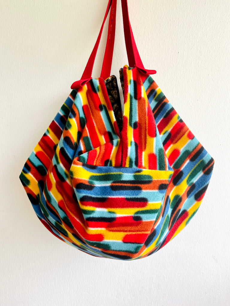 Reversible furoshiki inspired Japanese origami market bag!