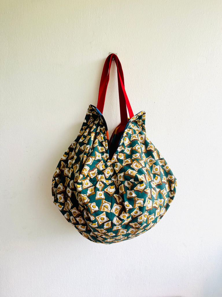 Reversible furoshiki inspired Japanese origami market bag!