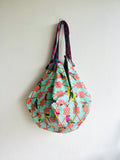 Origami sac bag , reversible fabric shoulder bag , shopping eco friendly bag , origami Japanese inspired bag | Sunset way