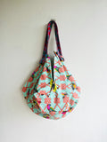 Origami sac bag , reversible fabric shoulder bag , shopping eco friendly bag , origami Japanese inspired bag | Sunset way