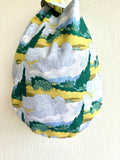 Origami small reversible bag , colorful knot bag , Japanese inspired fabric wrist bag | Vincent