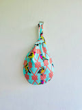 Origami Japanese inspired small bag , knot fabric bag , reversible wrist bag , two bags in one , small Japanese bag | The birds of Sunset Way