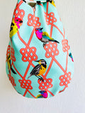 Origami Japanese inspired small bag , knot fabric bag , reversible wrist bag , two bags in one , small Japanese bag | The birds of Sunset Way