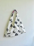 Origami bento bag , fabric tote bag ,shoulder shopping bag , Japanese inspired bag, eco friendly tote bag  | Lucky numbers