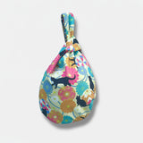 Origami wrist knot bag , Japanese inspired small fabric bag , cute reversible origami bag | Tomas the cat and friends