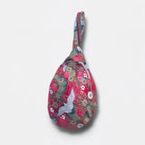 Small wrist bag , Japanese knot fabric bag , reversible color bag , cute easy to carry eco bag | Cranes flying over a garden in Beijing