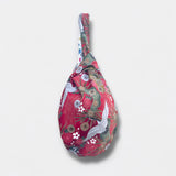 Small wrist bag , Japanese knot fabric bag , reversible color bag , cute easy to carry eco bag | Cranes flying over a garden in Beijing