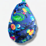 Origami wrist bag , small fabric knot bag , reversible Japanese cute bag , easy to wear bag | The galaxys are shinning