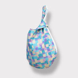 Origami reversible bag, small knot Japanese inspired bag , wrist colorful small bag | Sunset boulevard