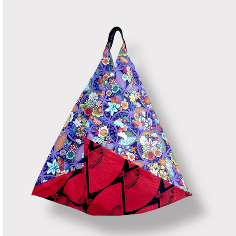 Tote origami bag , Japanese bento bag , colorful handmade fabric bag , foldable origami bag , eco friendly shopping bag | A Japanese Garden