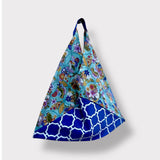 Bento tote bag , origami Japanese fabric bag , shoulder triangle bag , eco shopping bag | The blue garden