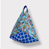 Bento tote bag , origami Japanese fabric bag , shoulder triangle bag , eco shopping bag | The blue garden