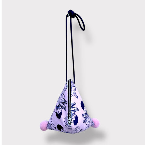 Origami triangle bag , dumpling colorful bag , cute crossbody bag , fabric Japanese inspired bag | Beware of the crocodile