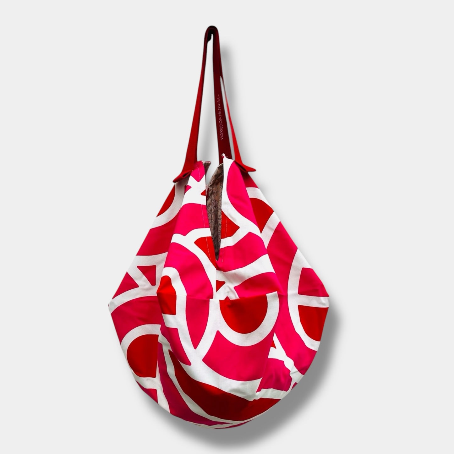 Sac origami bag , shoulder fabric bag , reversible Japanese bag , eco friendly colorful handmade bag | Red roads