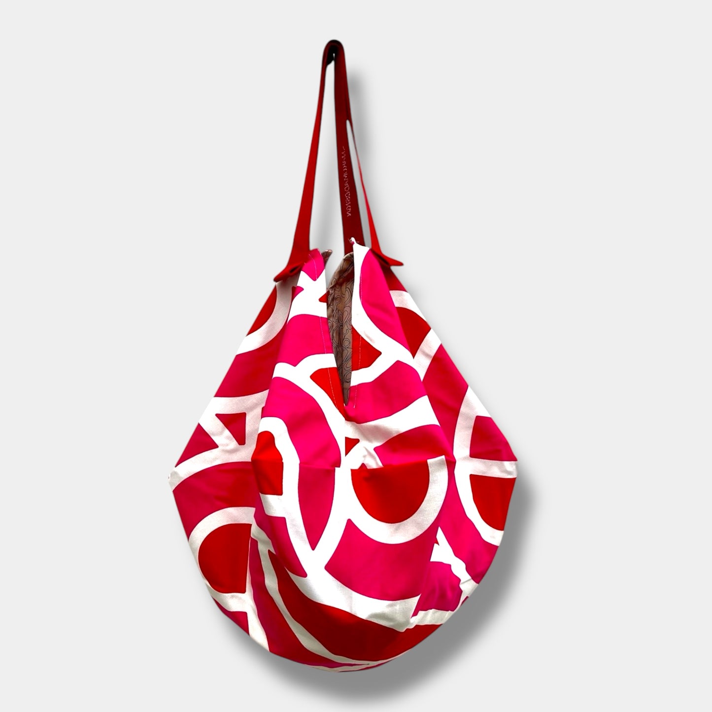 Sac origami bag , shoulder fabric bag , reversible Japanese bag , eco friendly colorful handmade bag | Red roads