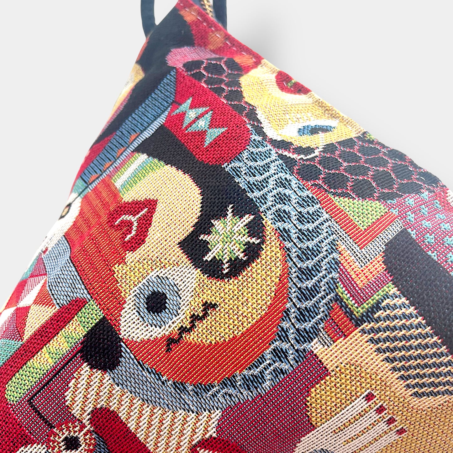 Colorful origami bag , small cute cross body bag , adjustable strap handmade fabric bag , pom Pom triangle bag | Picasso’s cubism