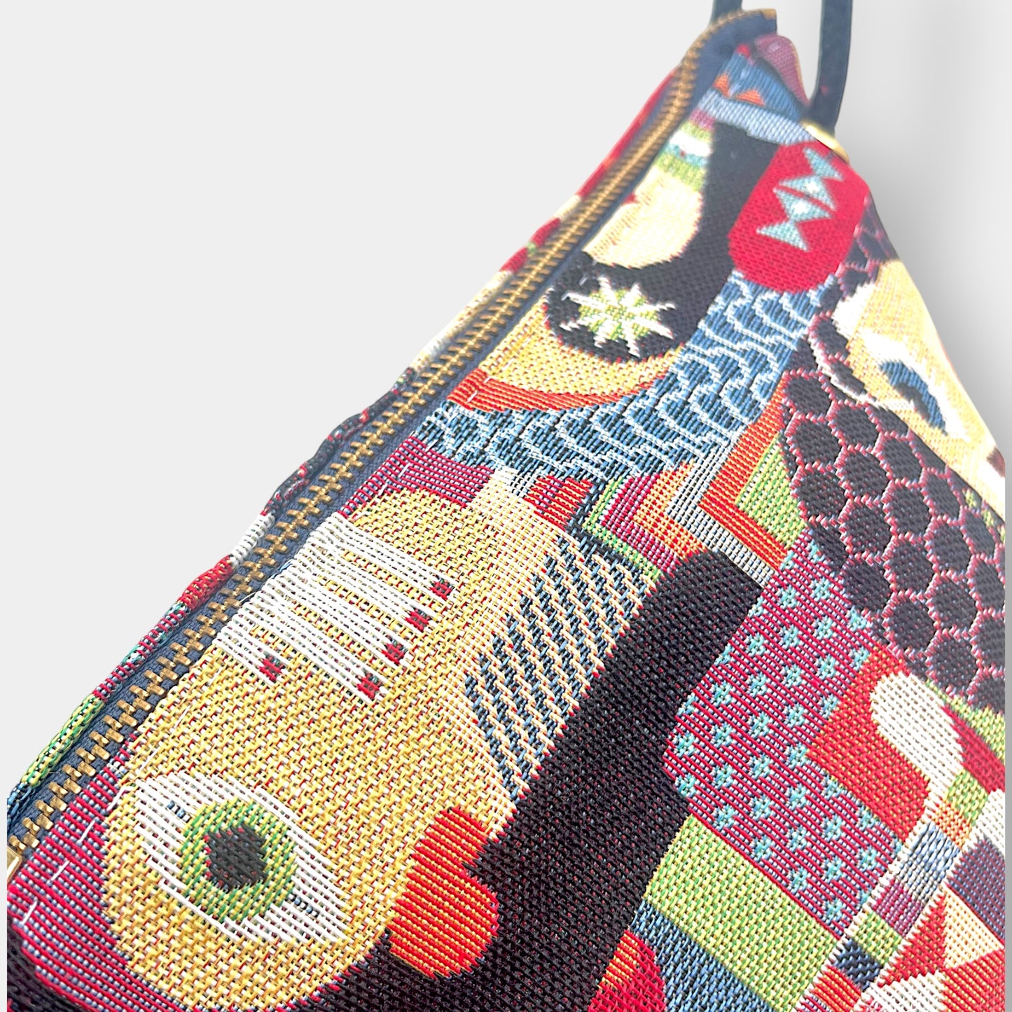 Colorful origami bag , small cute cross body bag , adjustable strap handmade fabric bag , pom Pom triangle bag | Picasso’s cubism