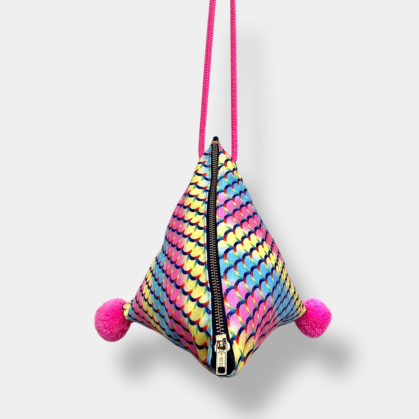 Pom Pom colorful bag , Japanese inspired handmade bag , cute bag gift idea , Japanese inspired small triangle bag | Sparkling weaves