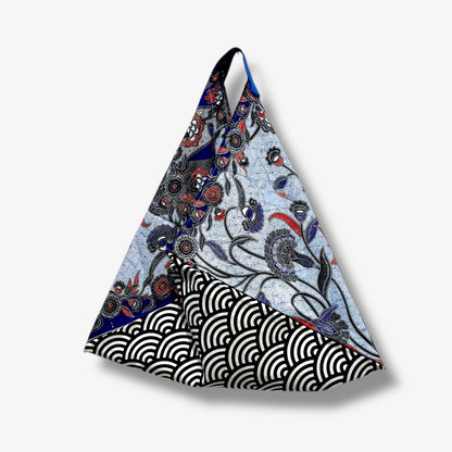 Bento bag | Blue batik and Japanese waves - Jiakuma