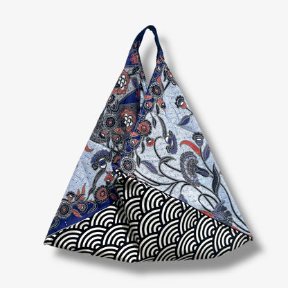 Bento bag | Blue batik and Japanese waves - Jiakuma