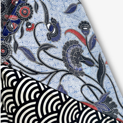 Bento bag | Blue batik and Japanese waves - Jiakuma