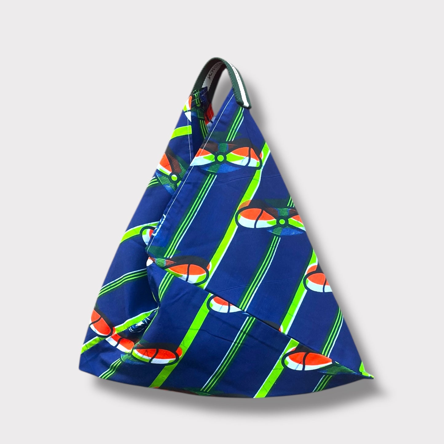 Bolsa bento de origami, bolsa de compras reutilizable de tela africana hecha a mano | Abanico africano