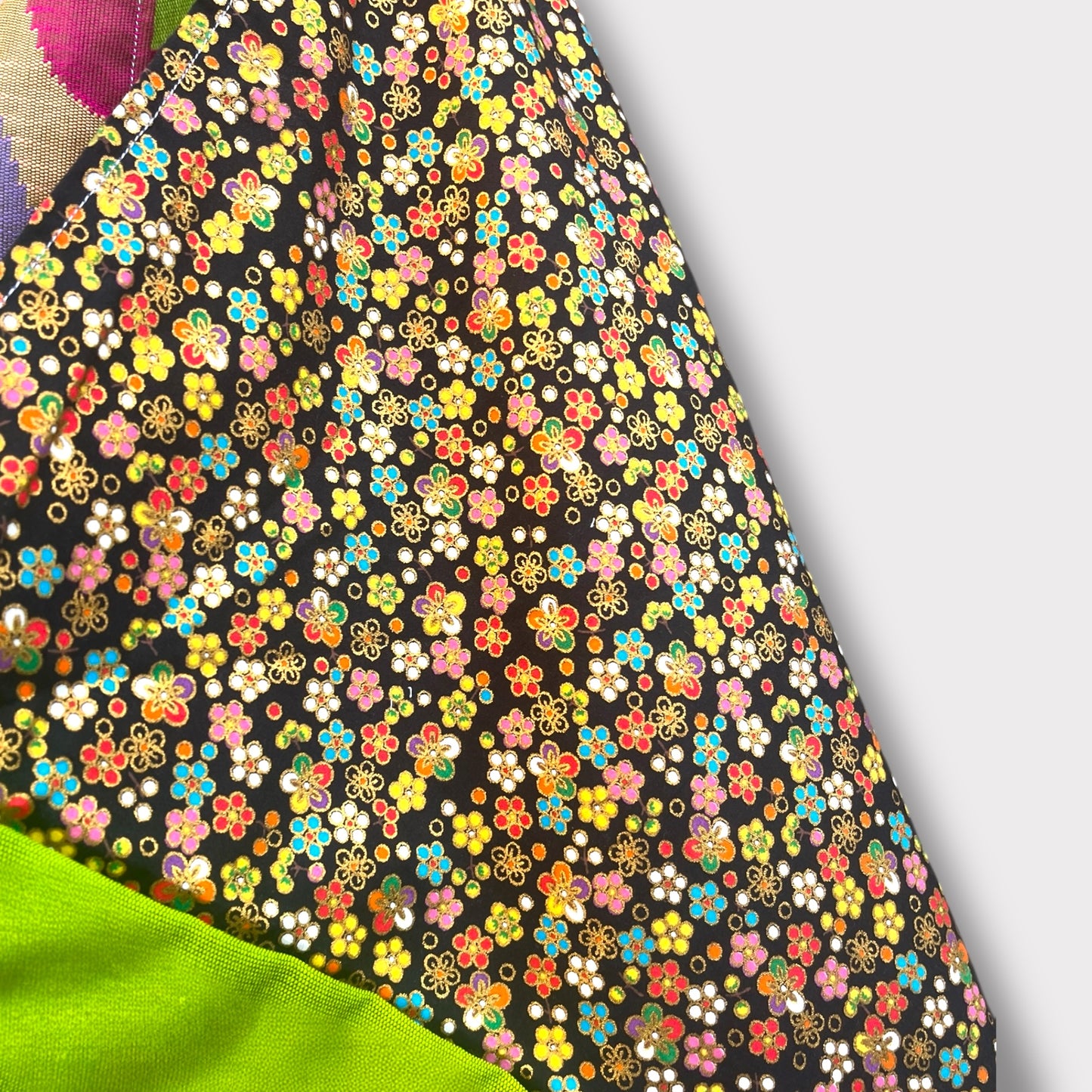 Handmade Bento bag | Myanmar waves and Japan flowers