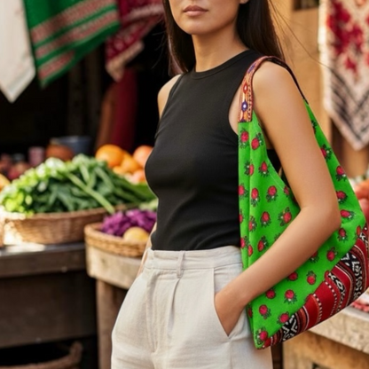 Handmade bento bag | Green warda