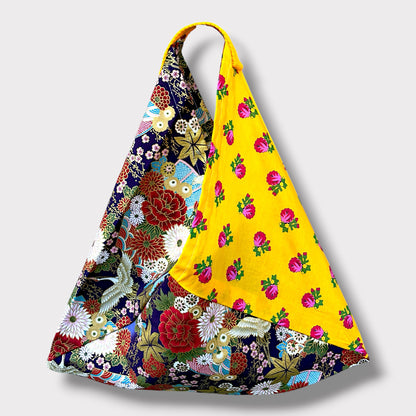 Handmade bento bag | Cranes flying over a yellow garden