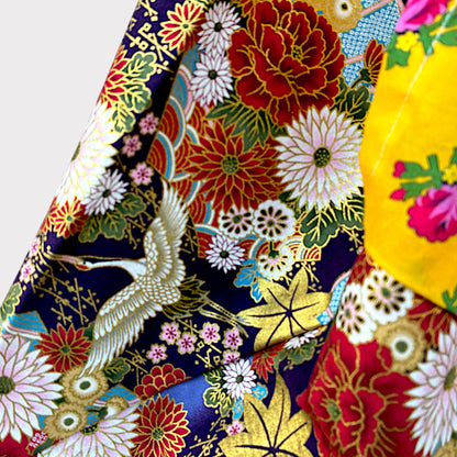 Handmade bento bag | Cranes flying over a yellow garden