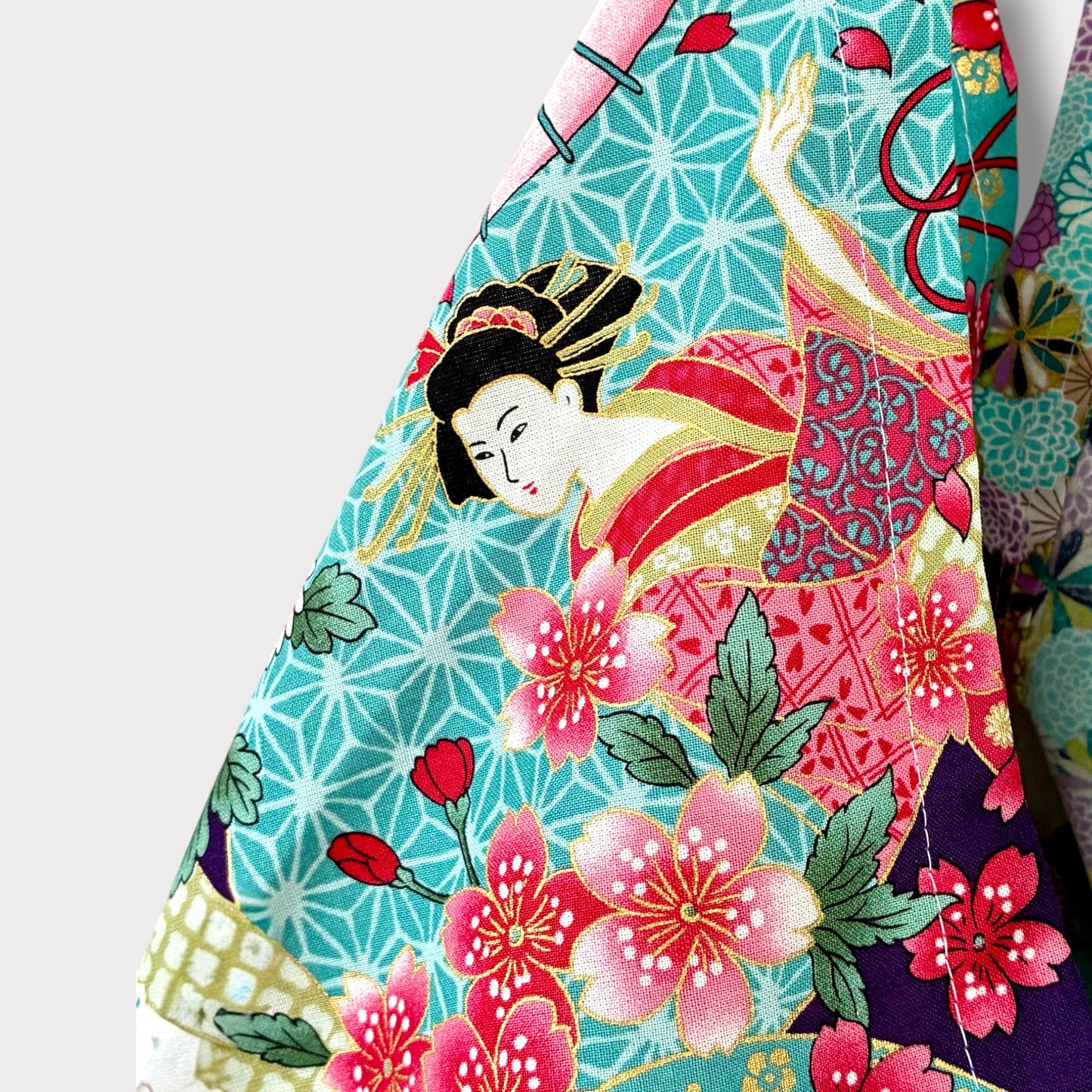 Handmade bento bag | Geishas under a turquoise sky