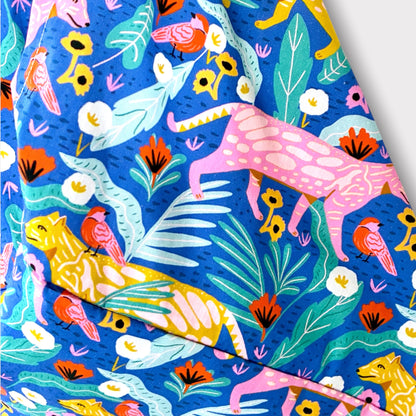 Handmade bento bag | Birds riding on wolves on a beautiful garden