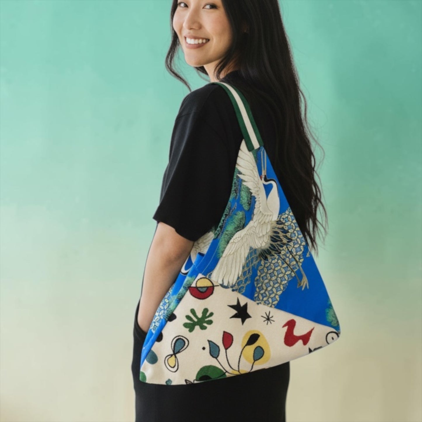 Handmade bento bag | Cranes skies