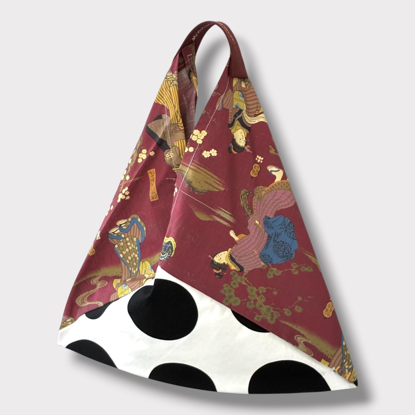 Handmade bento bag | Polka dots & Geishas garden