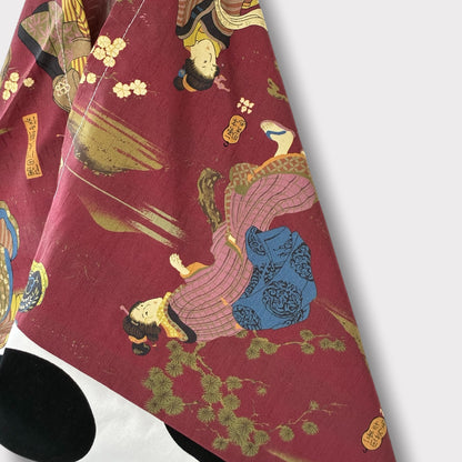 Handmade bento bag | Polka dots & Geishas garden